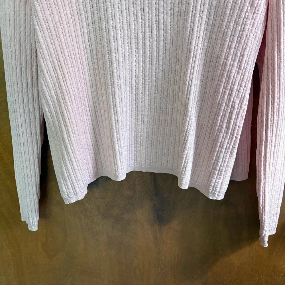 Vintage Brooks Brothers Pastel Pink Cable Knit Button Down Cardigan Silk Large - Picture 11 of 13